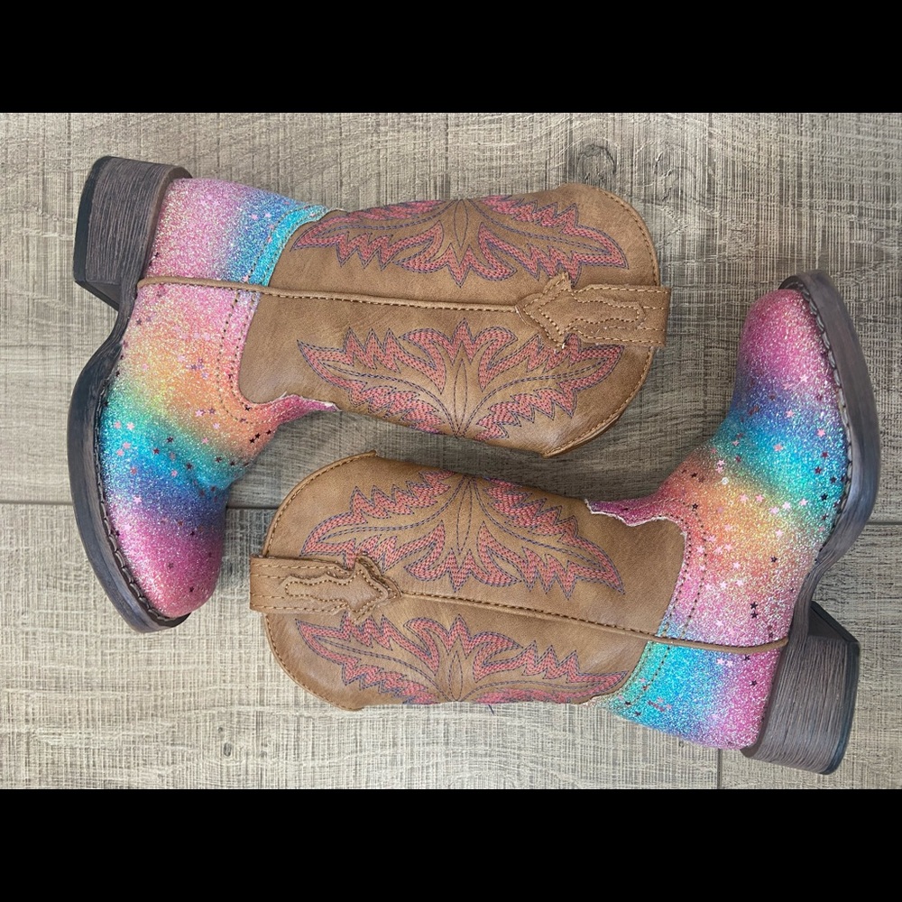 Roper Little Kids Glitter Rainbow Boots